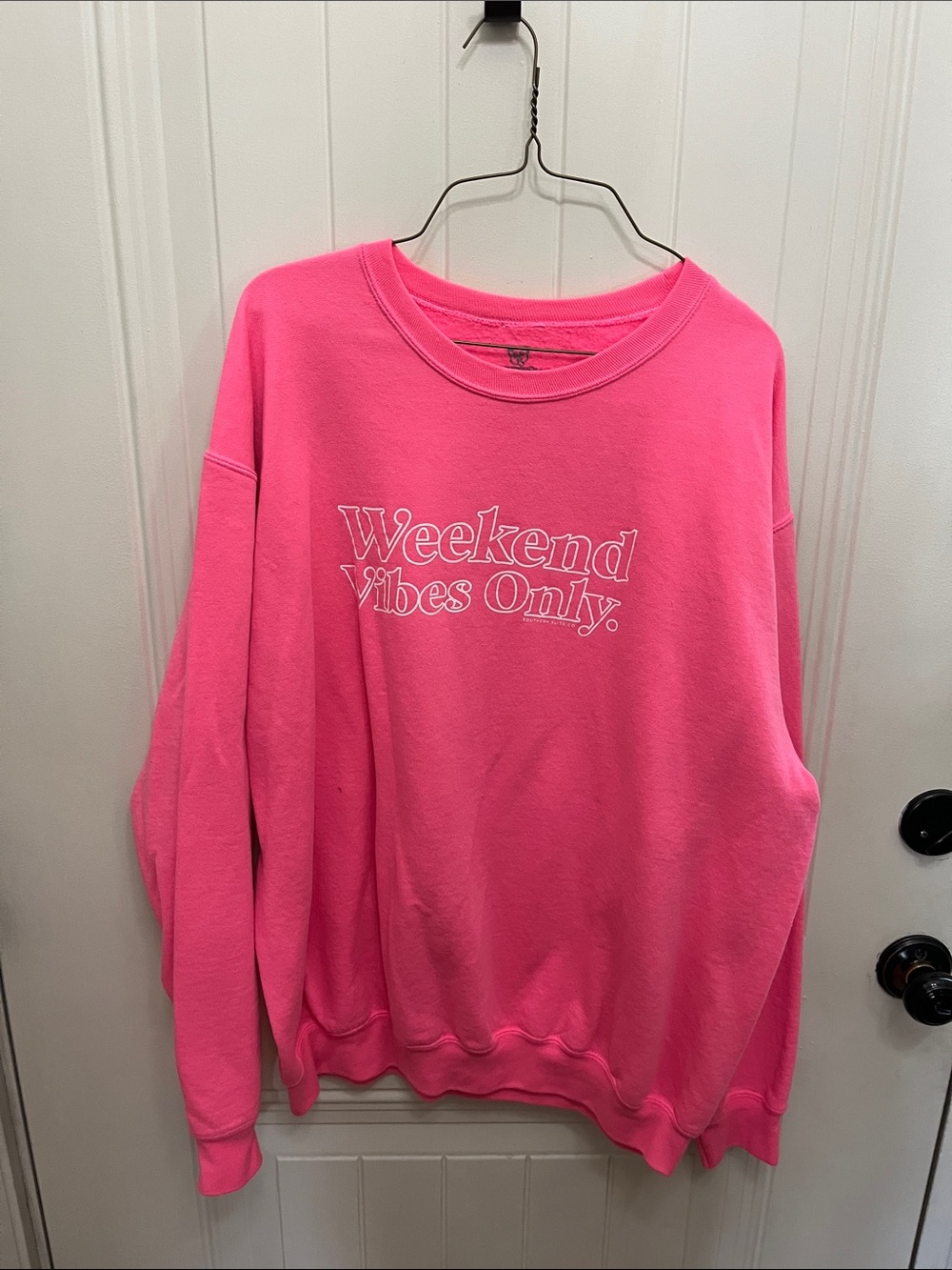 Weekend Vibes Only Pink Crewneck Sweatshirt